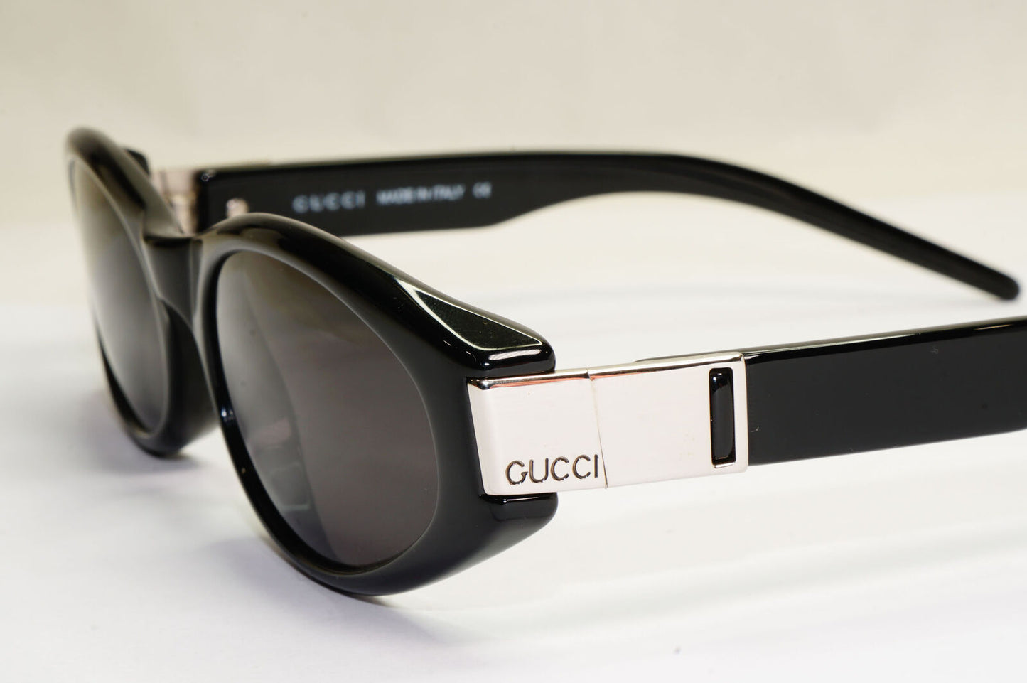 Gucci Sunglasses 1998 Vintage Black Silver Rectangle GG 2411/S D28 55mm 180224