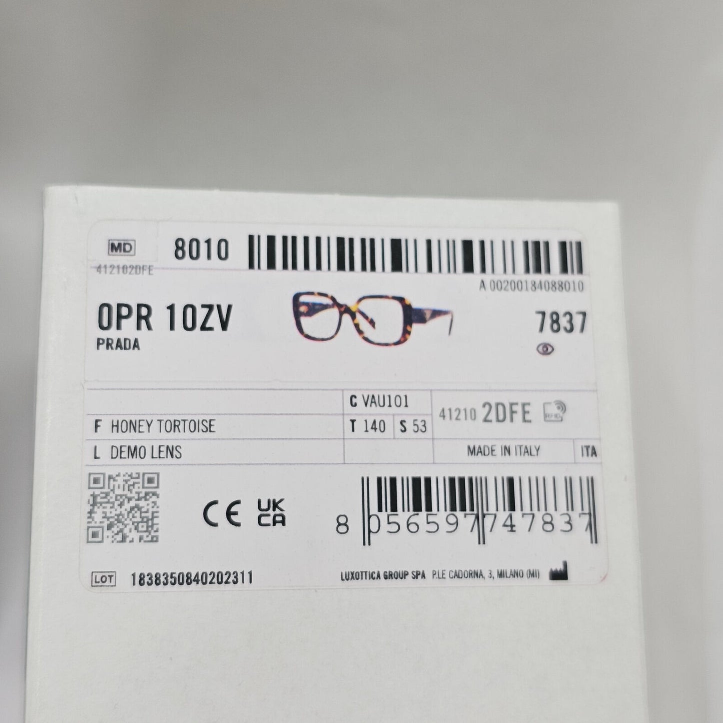 Prada Sunglasses Triangle Symbole Square Brown Tortoise PR10ZV VPR 10Z VAU-1O1