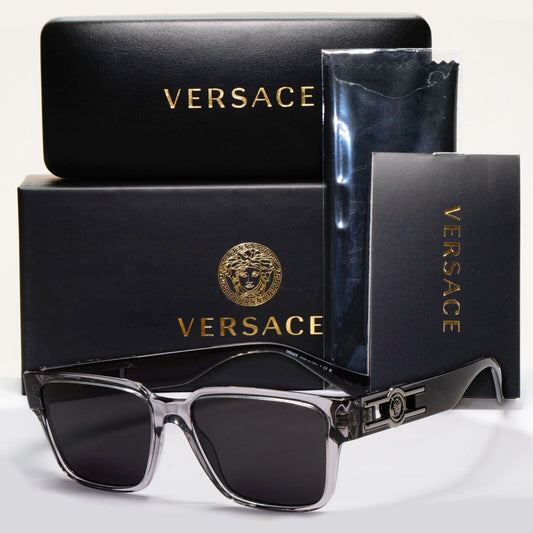 Versace Sunglasses Black Grey Transparent Square Medusa MOD VE 3346 593 55mm