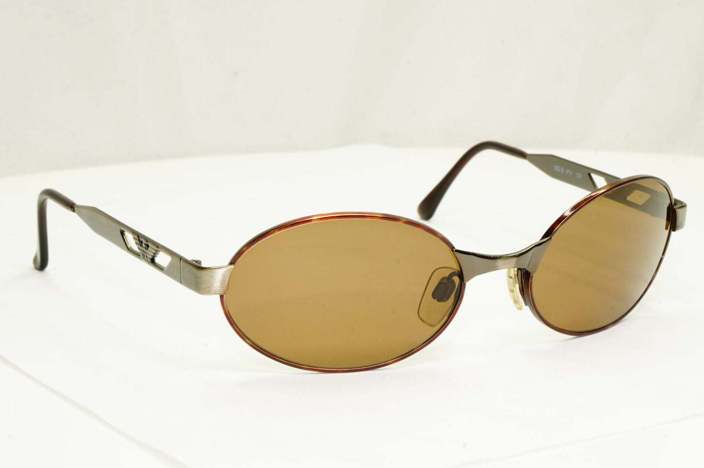 Emporio Armani 1997 Vintage Sunglasses Mens Brown Brushed Silver Eagle 052-S 973