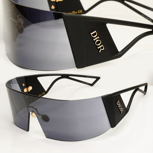 Dior Kaleidiorscopic Sunglasses Shield Visor Mask Black Grey Gold 003IR