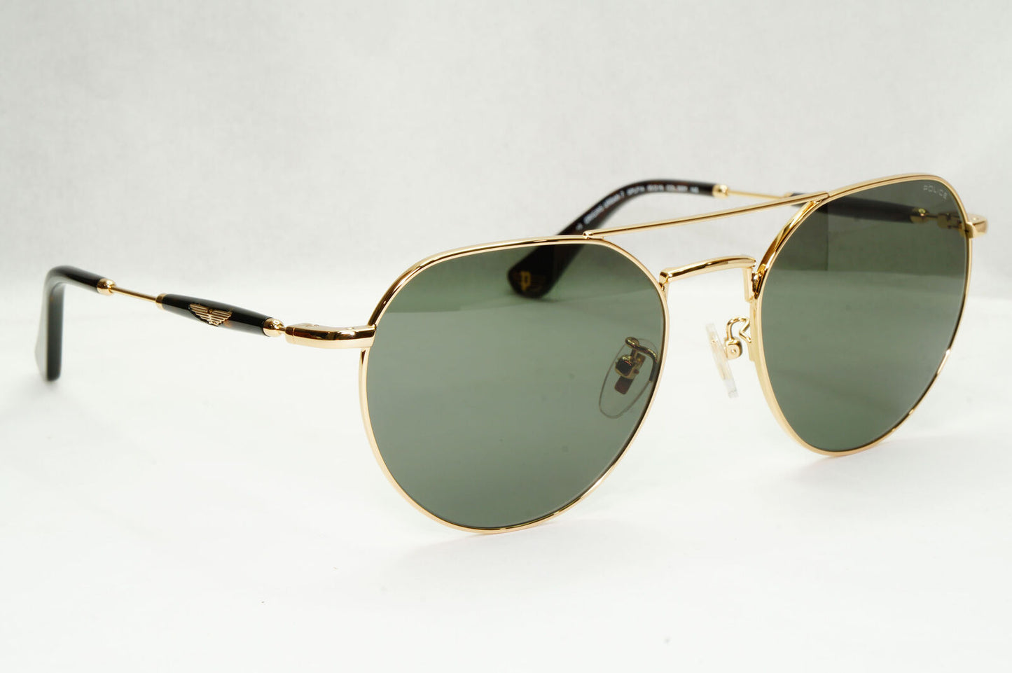 Police Sunglasses Round Pilot Metal Gold Green SPL F14 Urban 7 COL 300Y