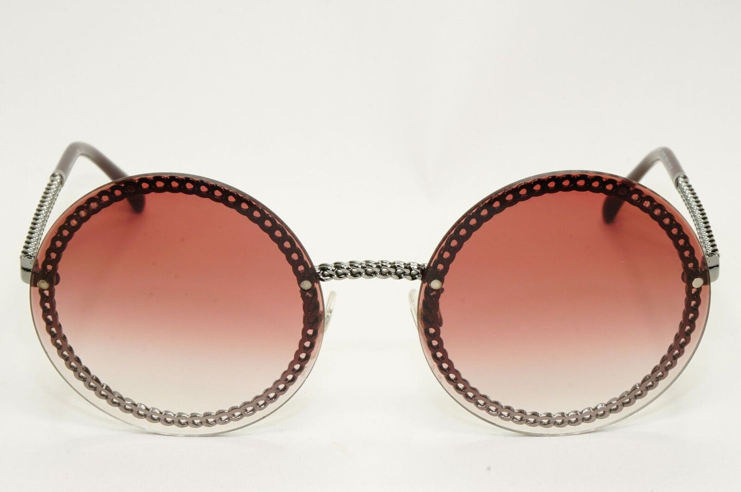 Chanel Sunglasses Chain Round Rimless Metal Gunmetal Pink Gradient 4245 c.108/3M