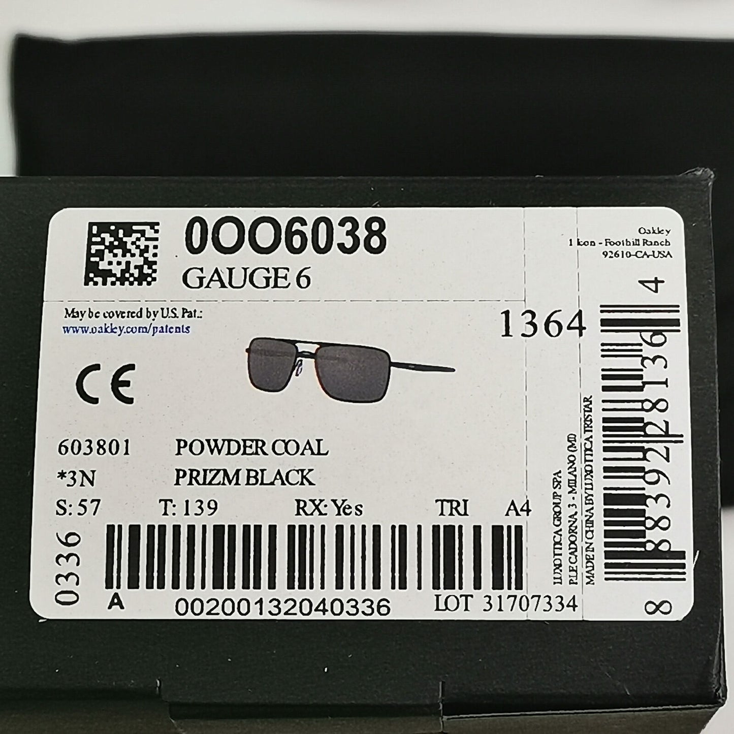 Oakley Gauge 6 Sunglasses Grey Mirror Prizm Black Powder Coal Mens OO 6038 0157