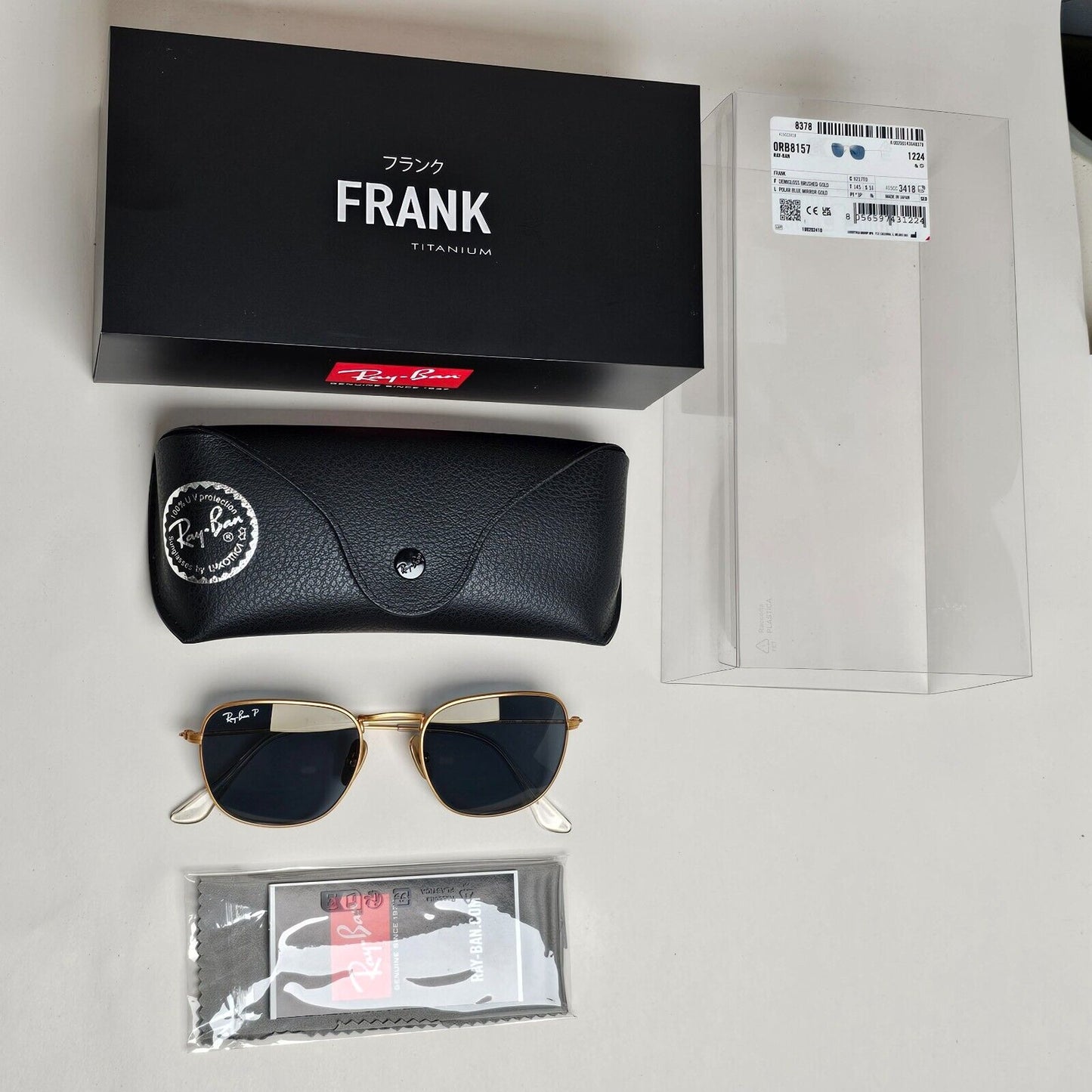 Ray-Ban Sunglasses Frank Titanium Polarized Gold Blue RB 8157 Frank 9217/T0 51mm