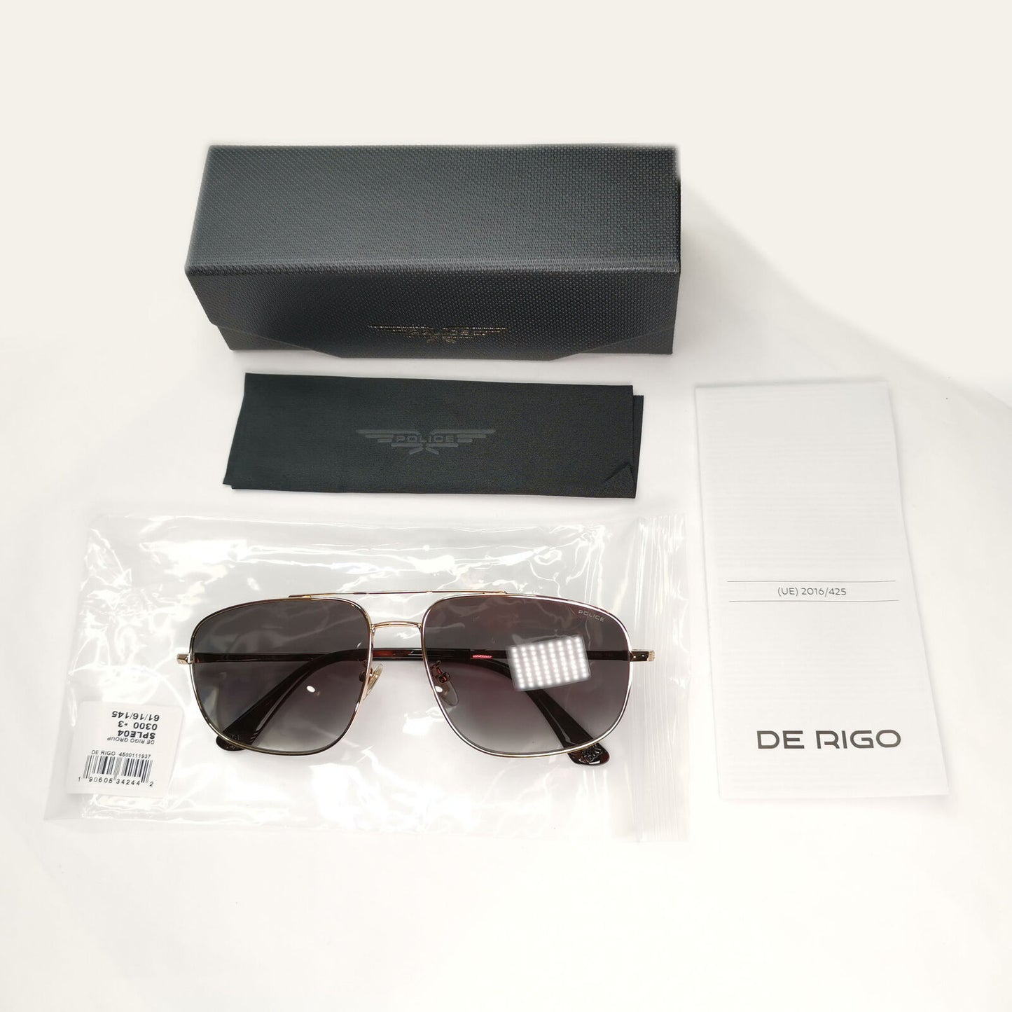 Police Sunglasses Pilot Gold Black Grey Gradient SPL E04 Roadie 2 COL 0300 61mm