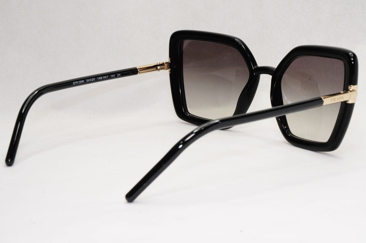 Prada Sunglasses Black Grey Gradient Gold Square Smoke PR09WS SPR 09W 1AB-0A7