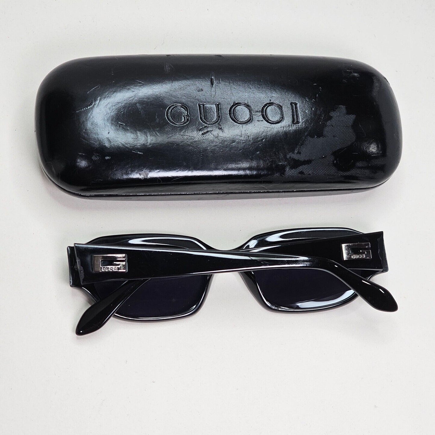Gucci Sunglasses 1998 Vintage Black Rectangle Grey GG 2425/S 807 50mm 011124