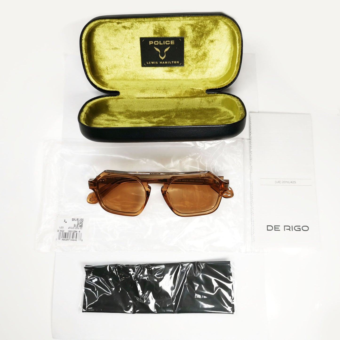 Police Lewis Hamilton F1 Sunglasses Brown Transparent Honey SPL E15 COL D67G 33