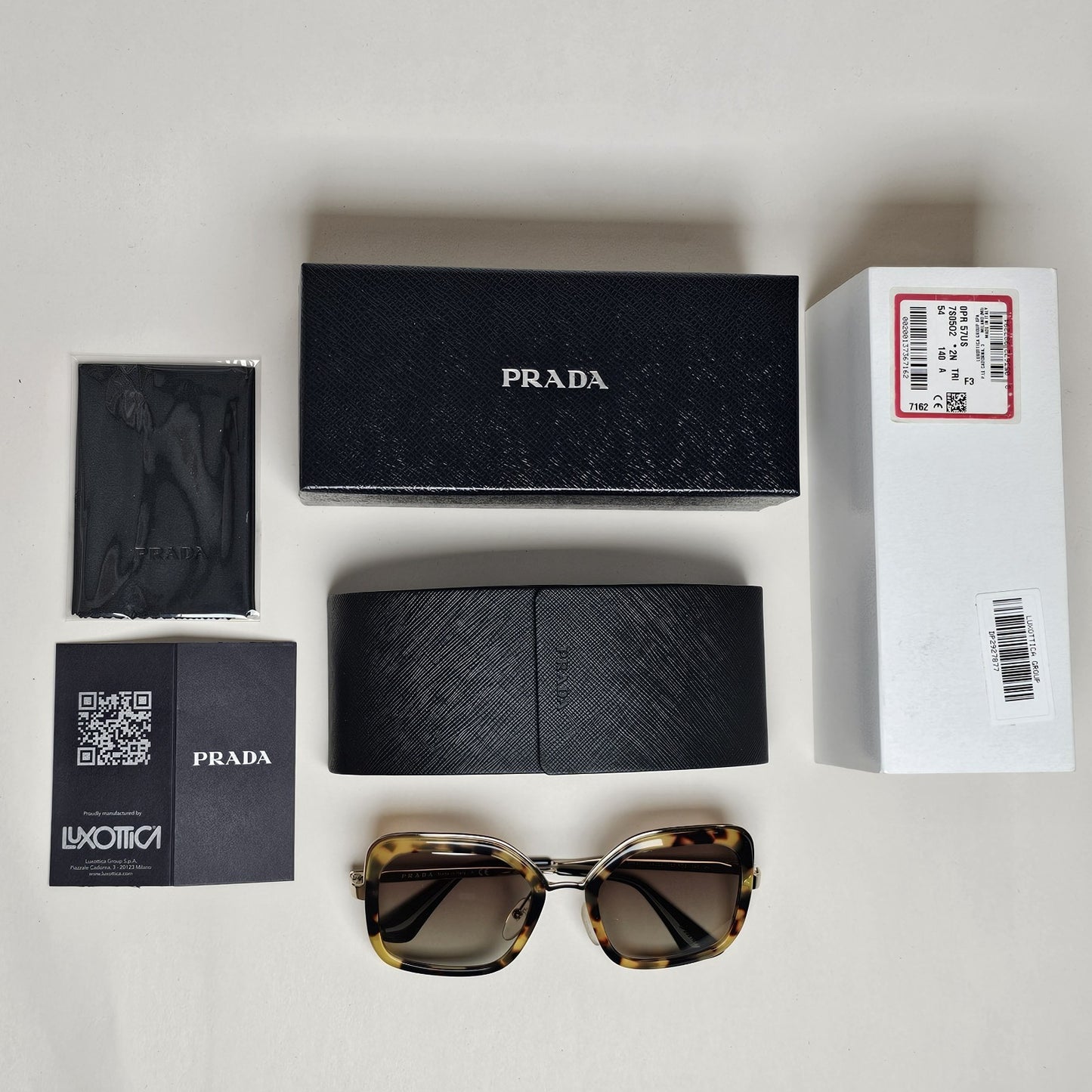Prada Sunglasses Gold Brown Tortoise Grey Square PR57US SPR 57U 7S0-5O2