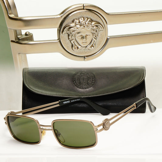 Gianni Versace 1996 Sunglasses Medusa Gunmetal Green MOD S53 COL 948 311022