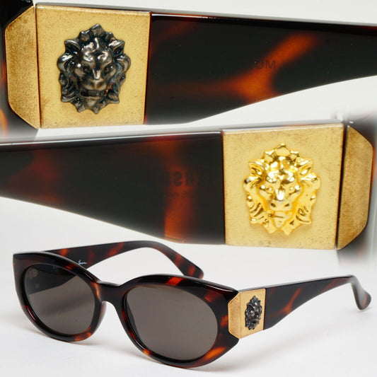 Versus Sunglasses 1996 by Gianni Versace Vintage Grey Lion Brown MOD E06 COL 649