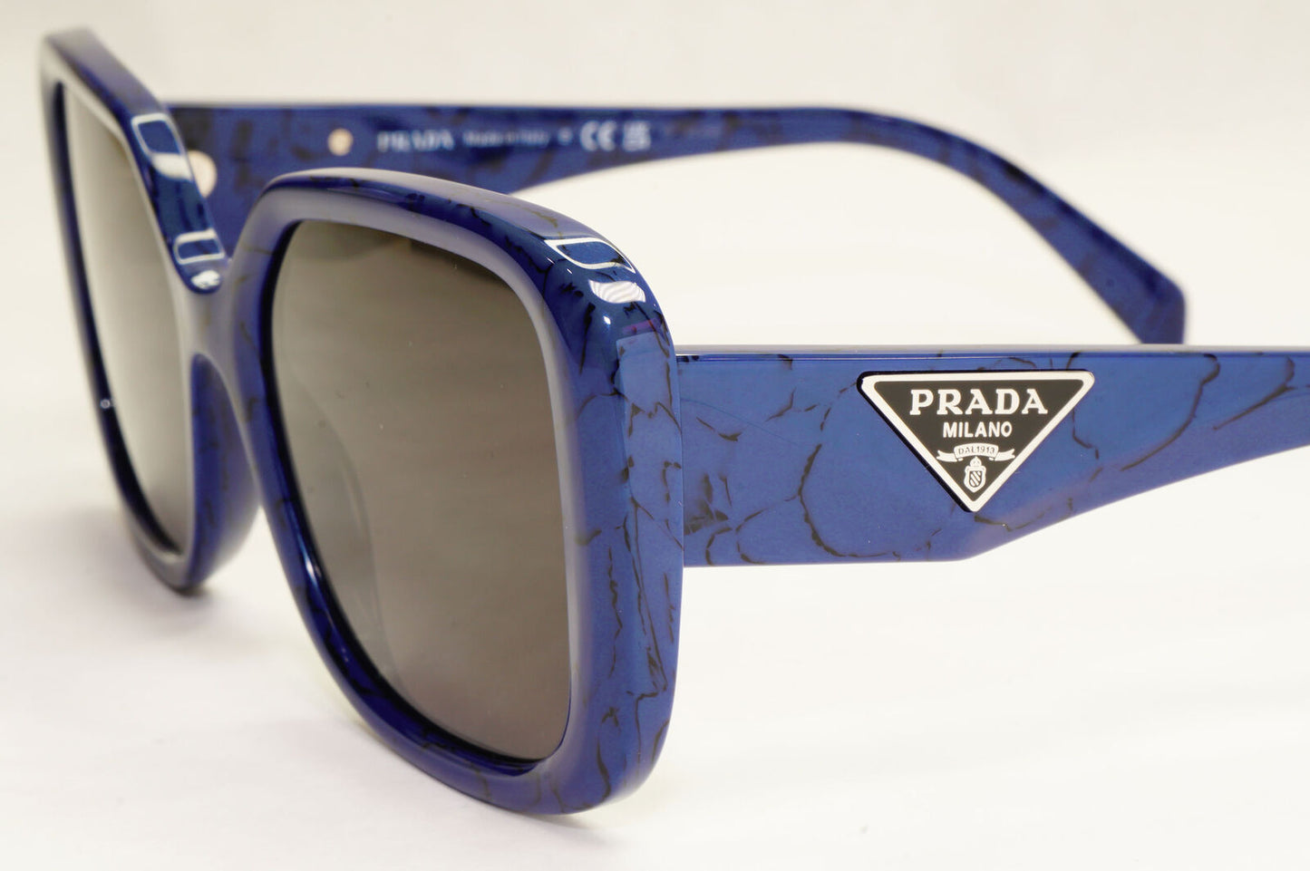 Prada Sunglasses Blue Black Triangle Symbole Marble PR10ZV VPR 10Z 18D-1O1 53mm