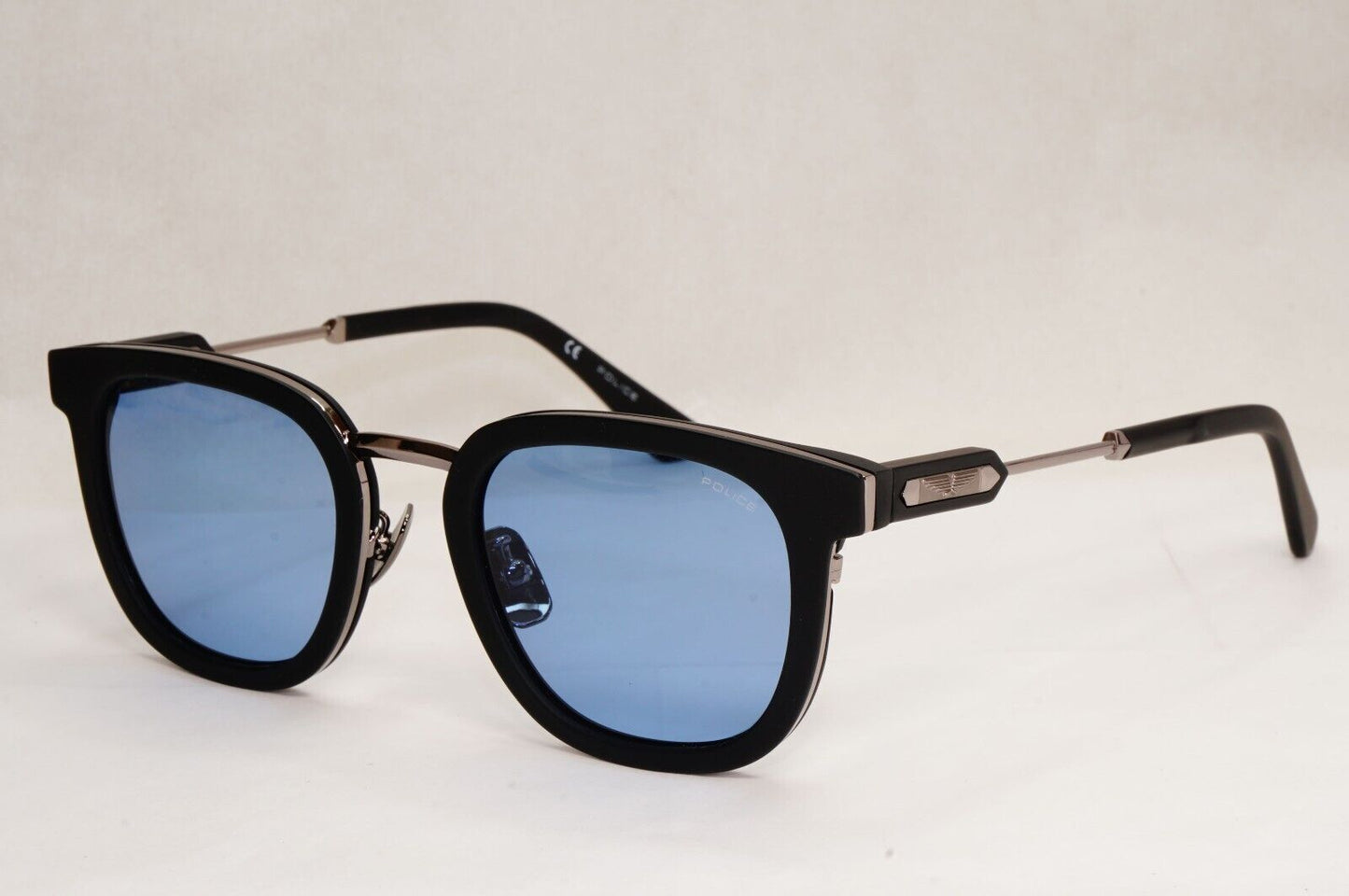 Police Sunglasses Black Blue Silver Thick Rims SPL F19 Prince 3 COL 0703 51mm
