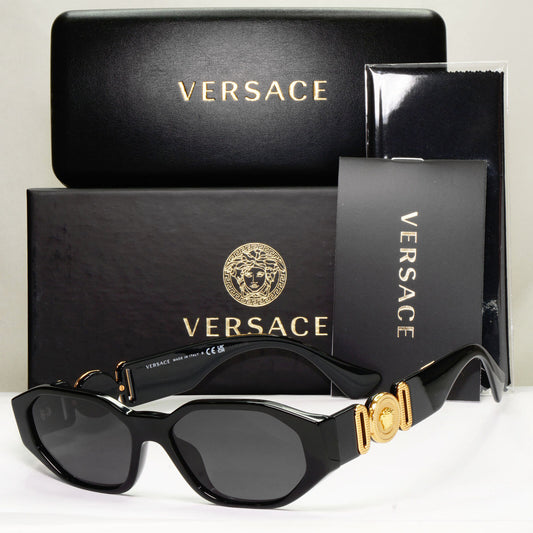 Versace Sunglasses Black Gold Medusa Octagon Angular Biggie MOD VE 3320-U GB1