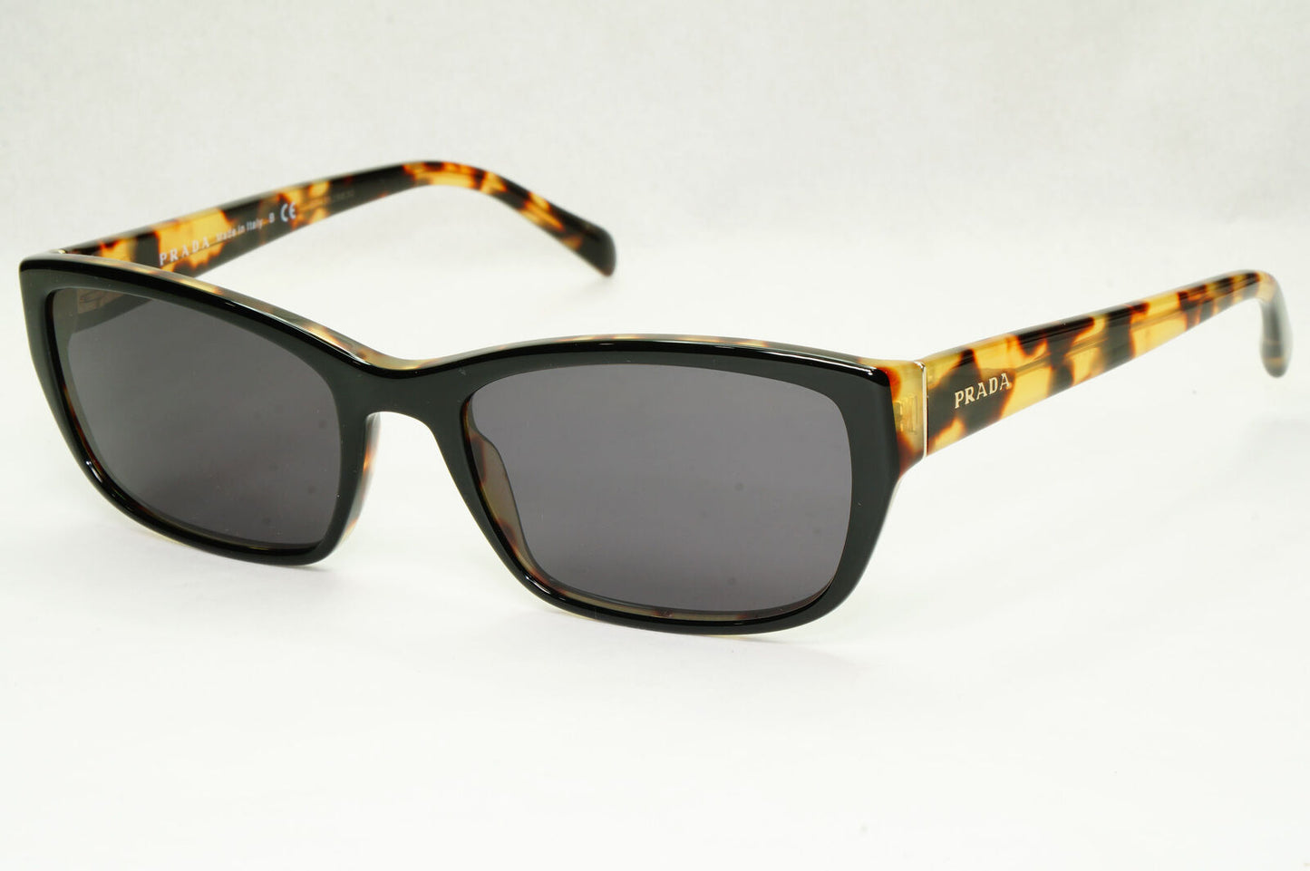 Prada Sunglasses Black Rectangle Brown Tortoise PR18OV VPR 18O NAI-1O1 54mm