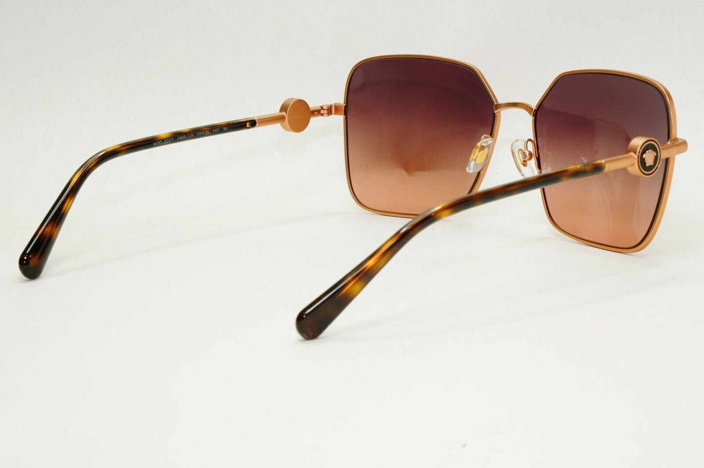 Versace Sunglasses Gold Brown Gradient Matte Square Medusa MOD VE 2227 1466/G9