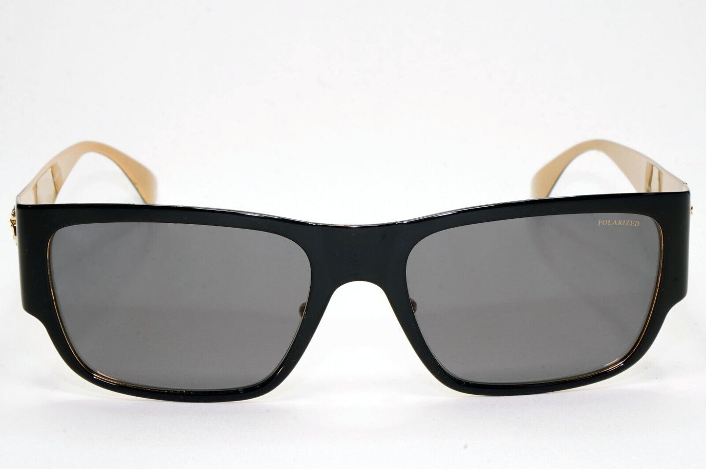 Versace Sunglasses Black Polarised Gold Medusa Square Metal MOD VE 2262 1433/81