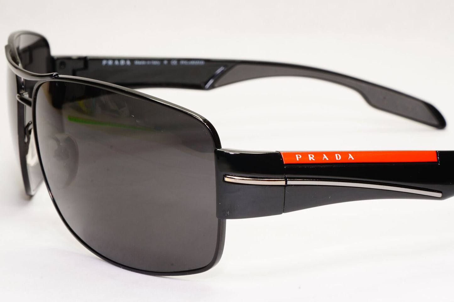 Prada Sunglasses Black Wrap Red Stripe Rossa PS53NS SPS 53N 7AX-5W1 65mm 131223