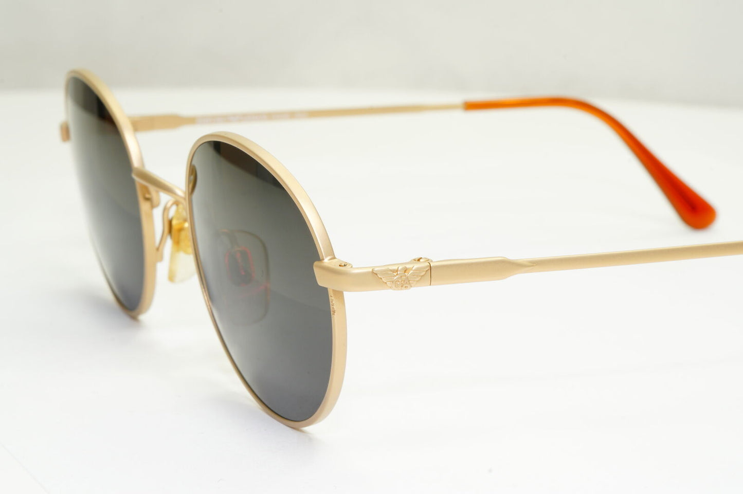 Emporio Armani Sunglasses 1997 Vintage Round Gold Black Metal Eagle 008-S 852