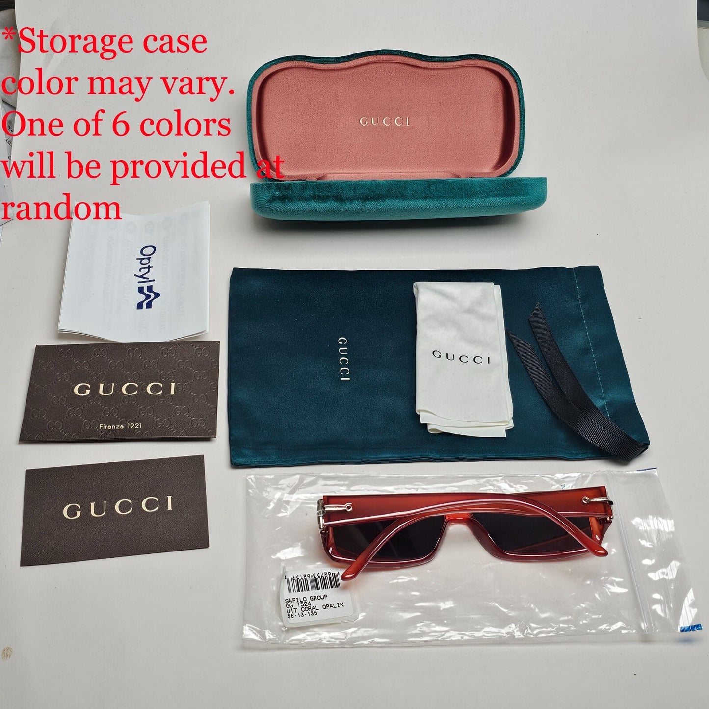 Gucci Sunglasses 2004 Vintage Coral Opalin Pale Red Black Rectangle GG 1524 U1T