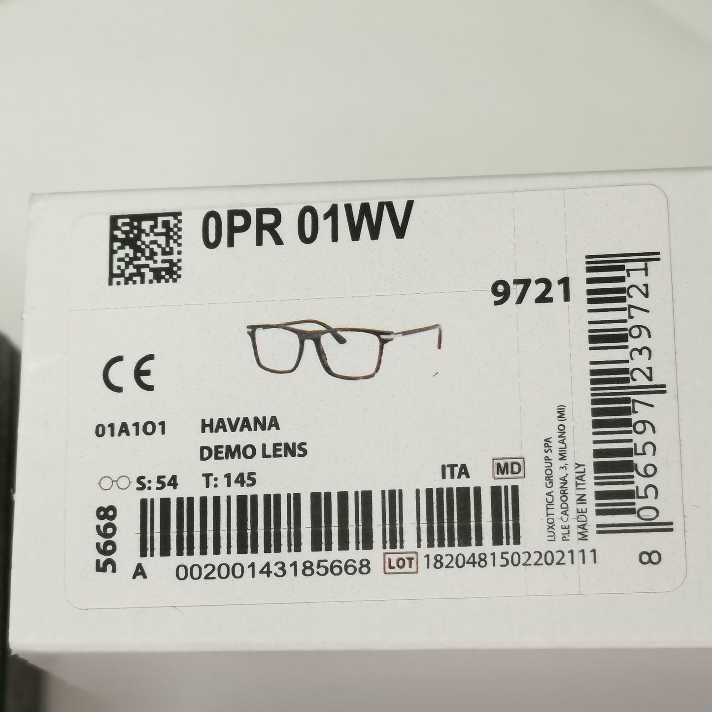 Prada Sunglasses Brown Havana Rectangle Tortoise PR01WV VPR 01W 01A-1O1 54mm