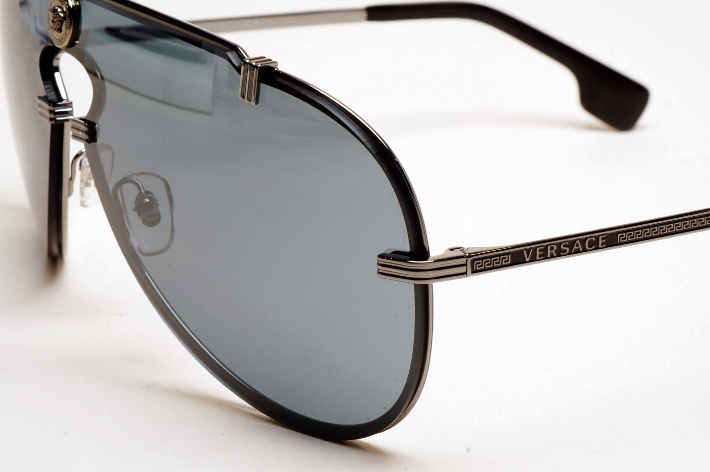 Versace Sunglasses Pilot Shield Gunmetal Grey Mirror MOD VE 2243 1001/6G
