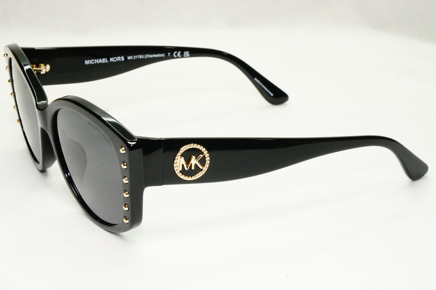 Michael Kors Sunglasses Black Gold Studs Square MK 2175U Charleston 300587