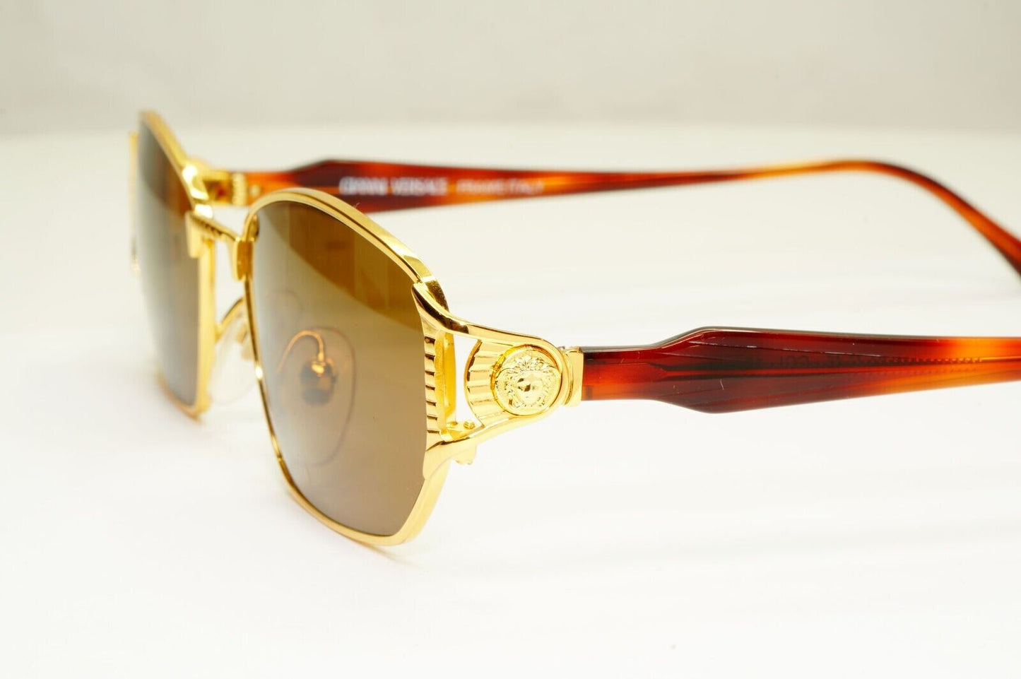 Gianni Versace 1995 Vintage Gold Medusa Havana Brown Sunglasses MOD G45 COL 19L
