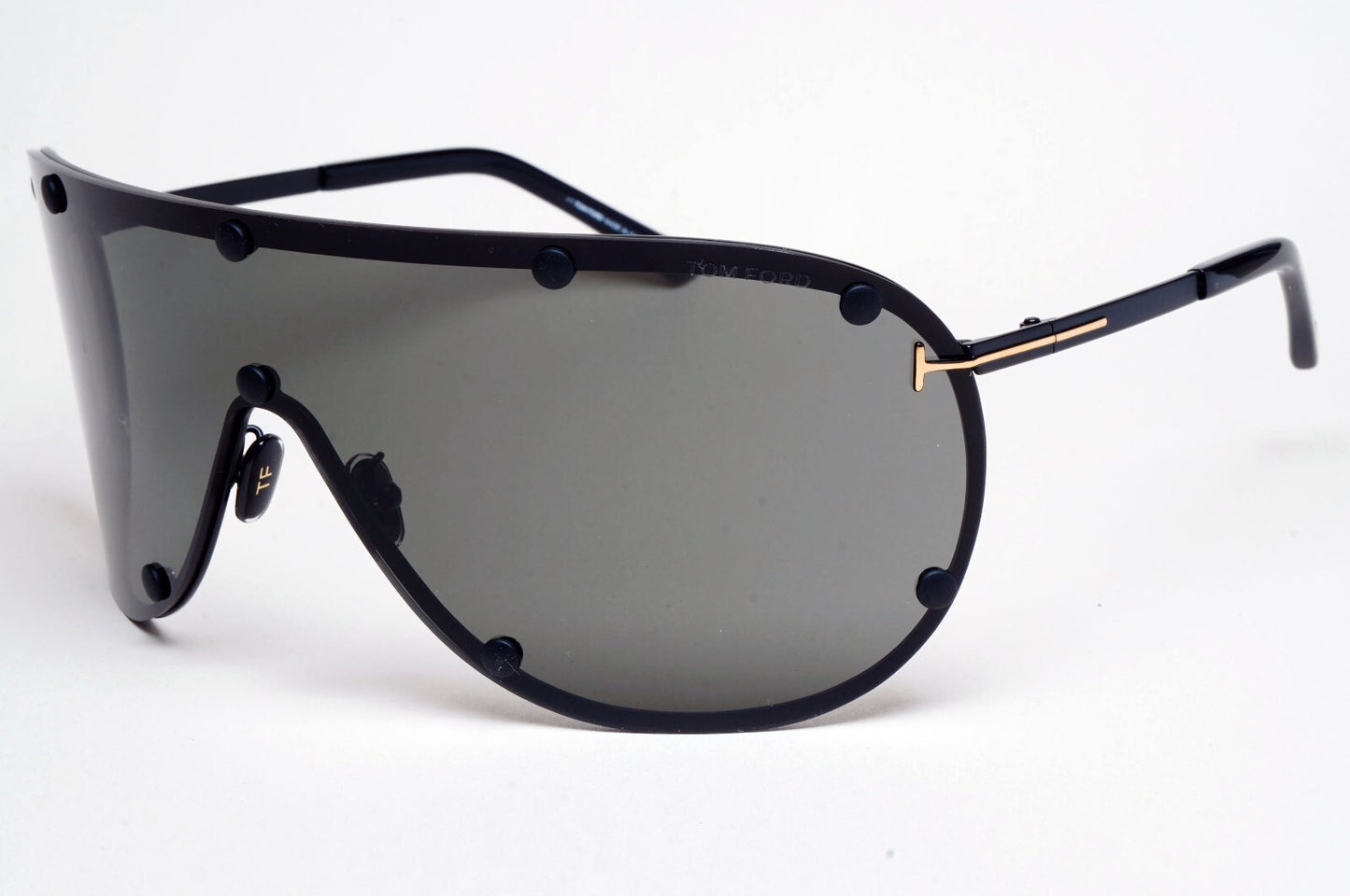Tom Ford Sunglasses Kyler Black Grey Gold Shield Visor FT1043 TF 1043 02A