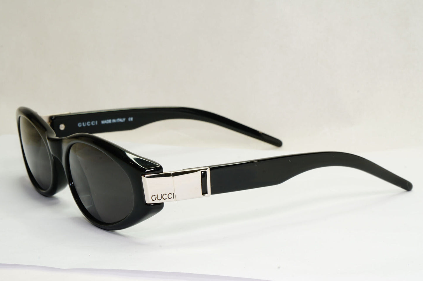Gucci Sunglasses 1998 Vintage Black Silver Rectangle GG 2411/S D28 55mm 180224