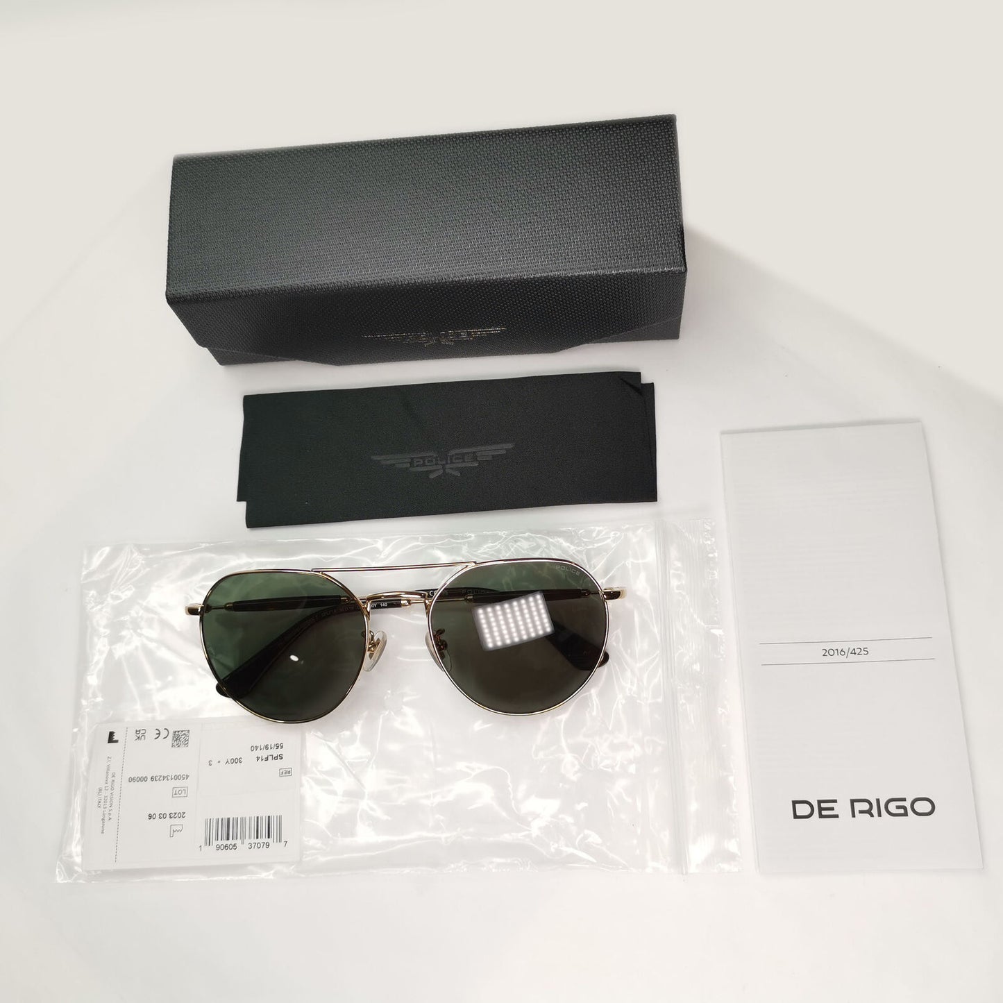 Police Sunglasses Round Pilot Metal Gold Green SPL F14 Urban 7 COL 300Y