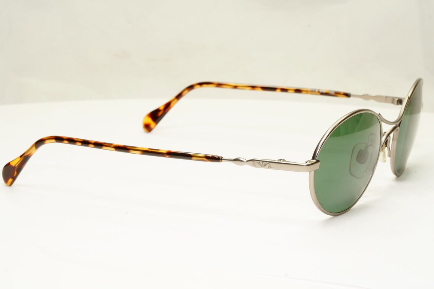 Emporio Armani 1997 Vintage Sunglasses Mens Womens Oval Silver Green 071-S 815