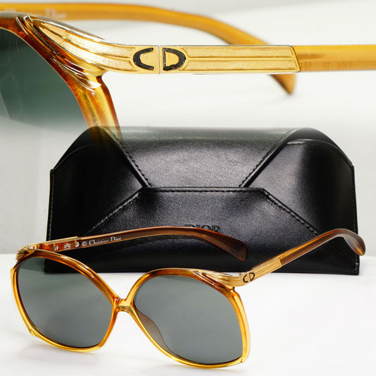 Dior 1990s Vintage Sunglasses Brown Honey Green Square Germany 2104 10 251122