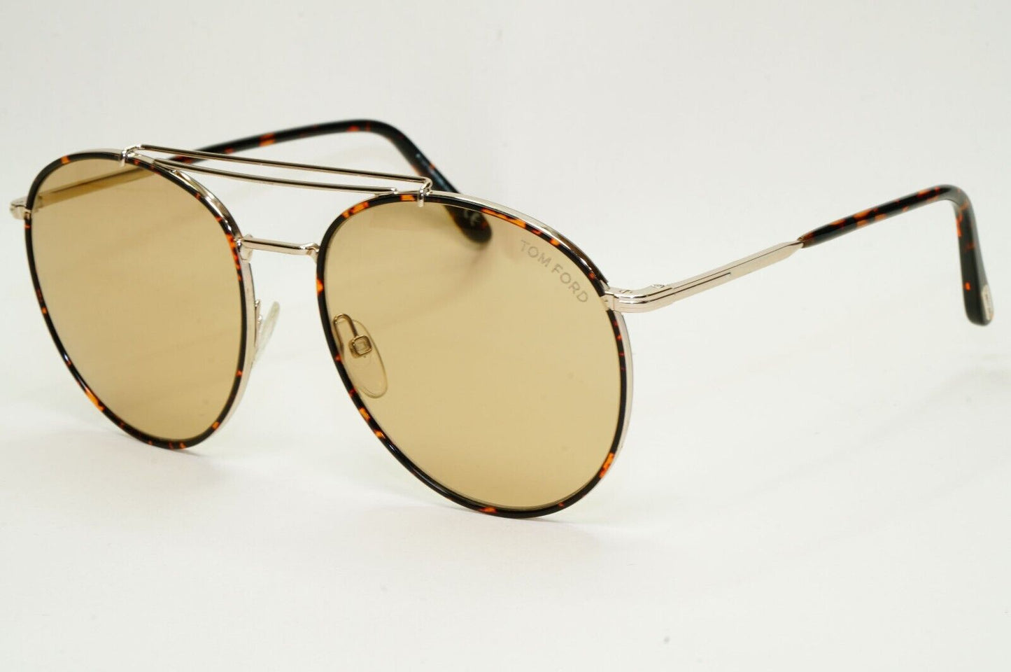 Tom Ford Sunglasses Wesley Gold Brown Tortoise Rims Round Pilot FT0694 TF694 28E