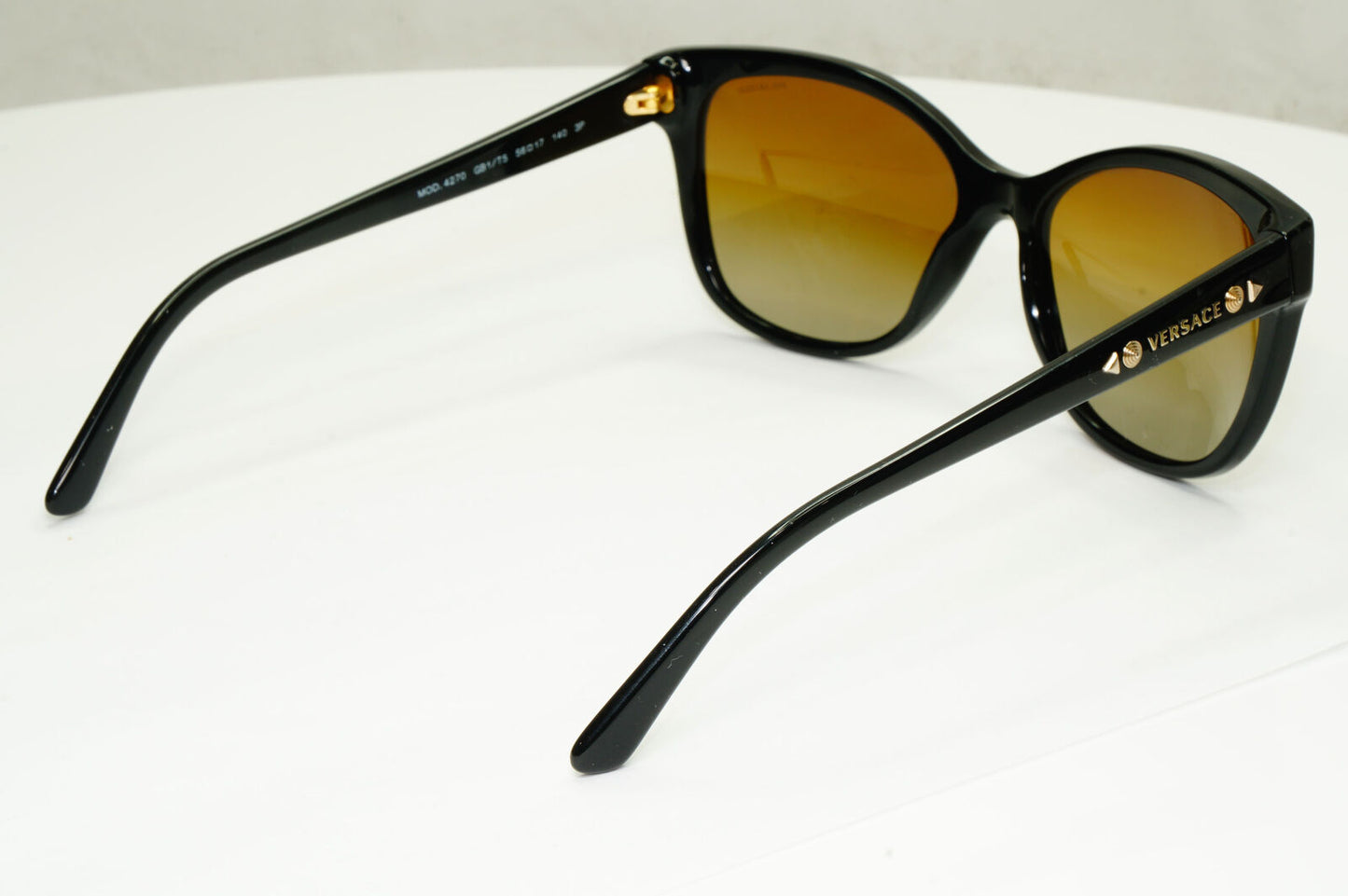 Versace 2013 Sunglasses Polarized Black Brown Gold Studs MOD 4270 GB1/T5 180323