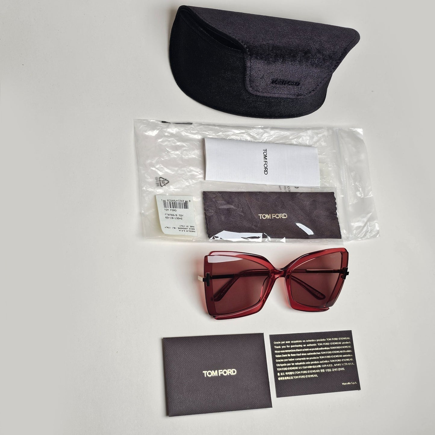 Tom Ford Sunglasses Gia Burgundy Transparent Brown Pink Square FT0766 TF 766 72Y