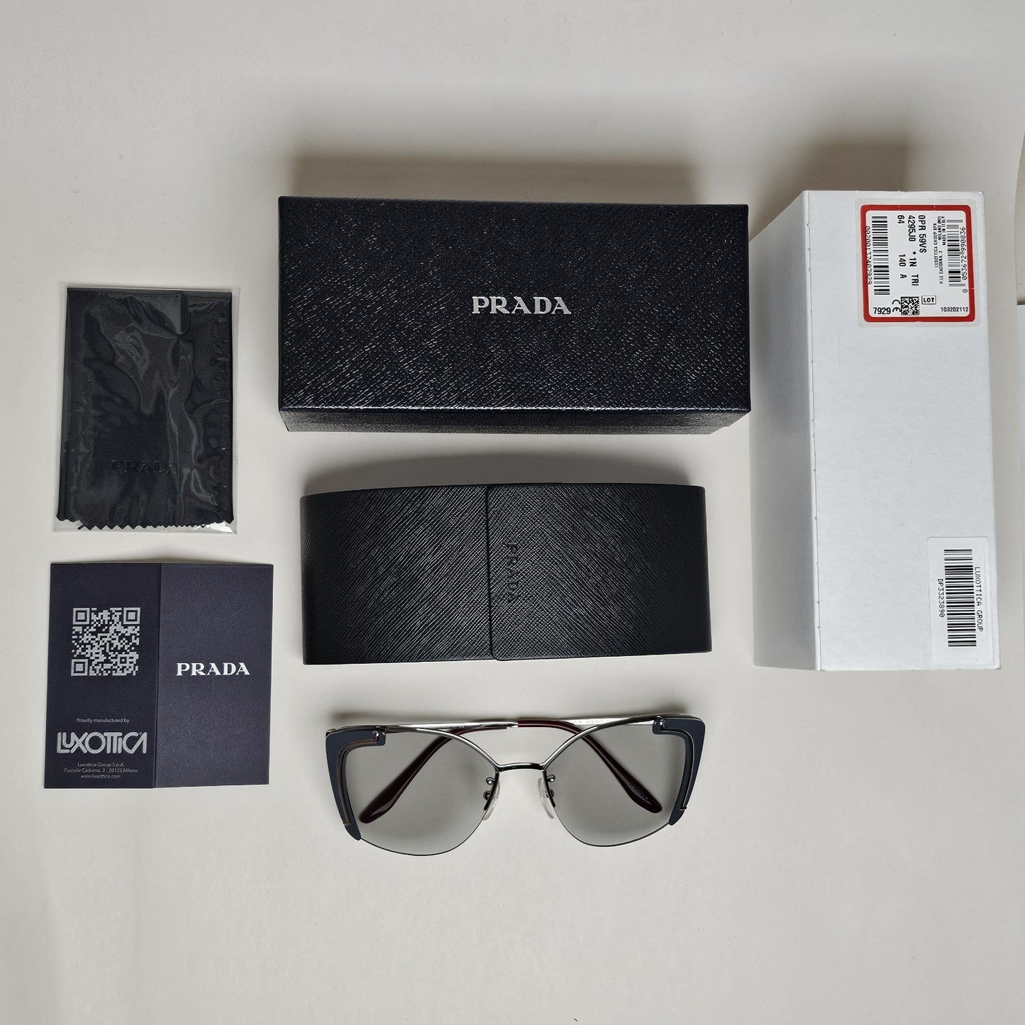 Prada Sunglasses Silver Grey Square Rimless PR59VS SPR 59V 429-5J0