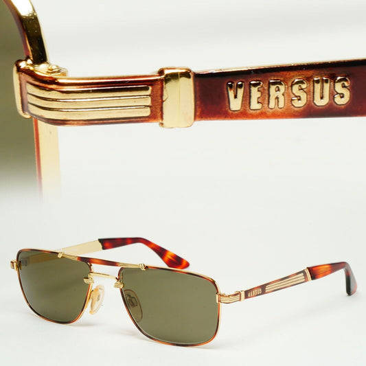 Versus Sunglasses 1996 by Gianni Versace Vintage Navigator Gold MOD F04 COL 34M
