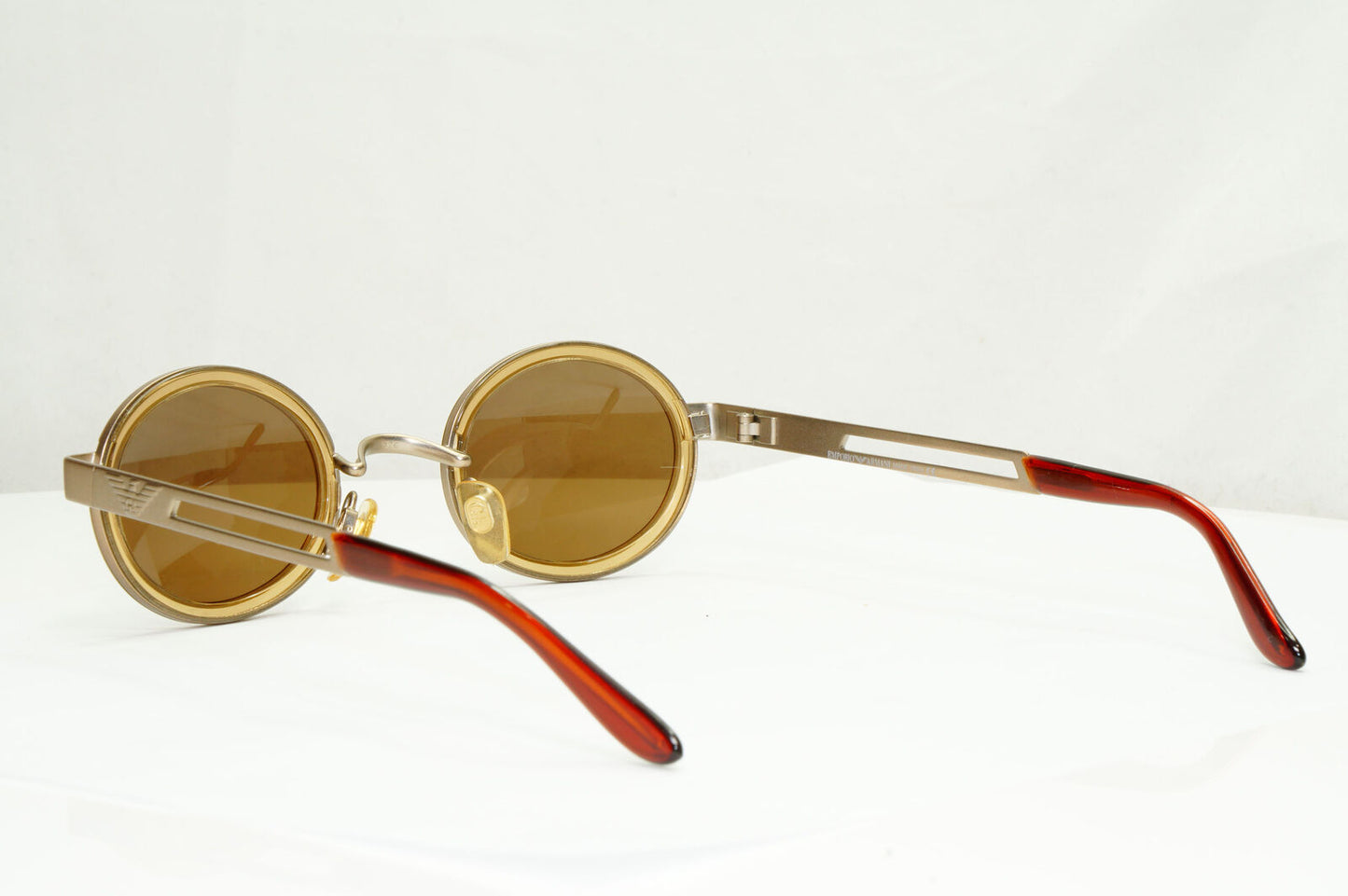 Emporio Armani Sunglasses 1997 Vintage Bronze Brown Honey Oval Eagle 057-S 989