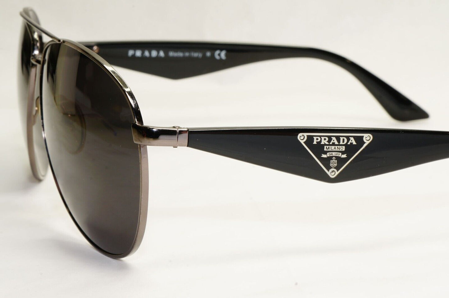 Prada Sunglasses Triangle Logo Pilot Gunmetal Black PR53QS SPR 53Q 5AV0A7 270324