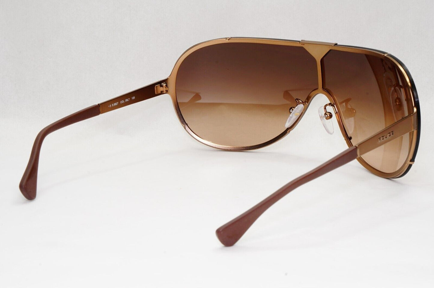 Authentic POLICE Mens Sunglasses Designer Brown Gold Shield Ski S8827 COL 08L7