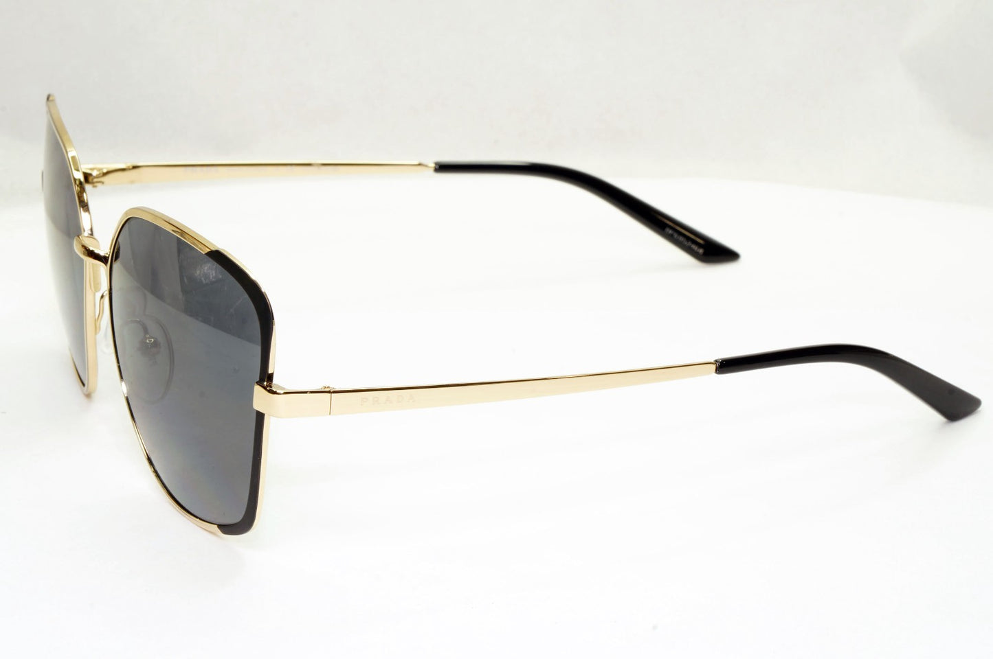 Prada Sunglasses Polarized Black Grey Gold Square PR60XS SPR 60X QE3-5Z1