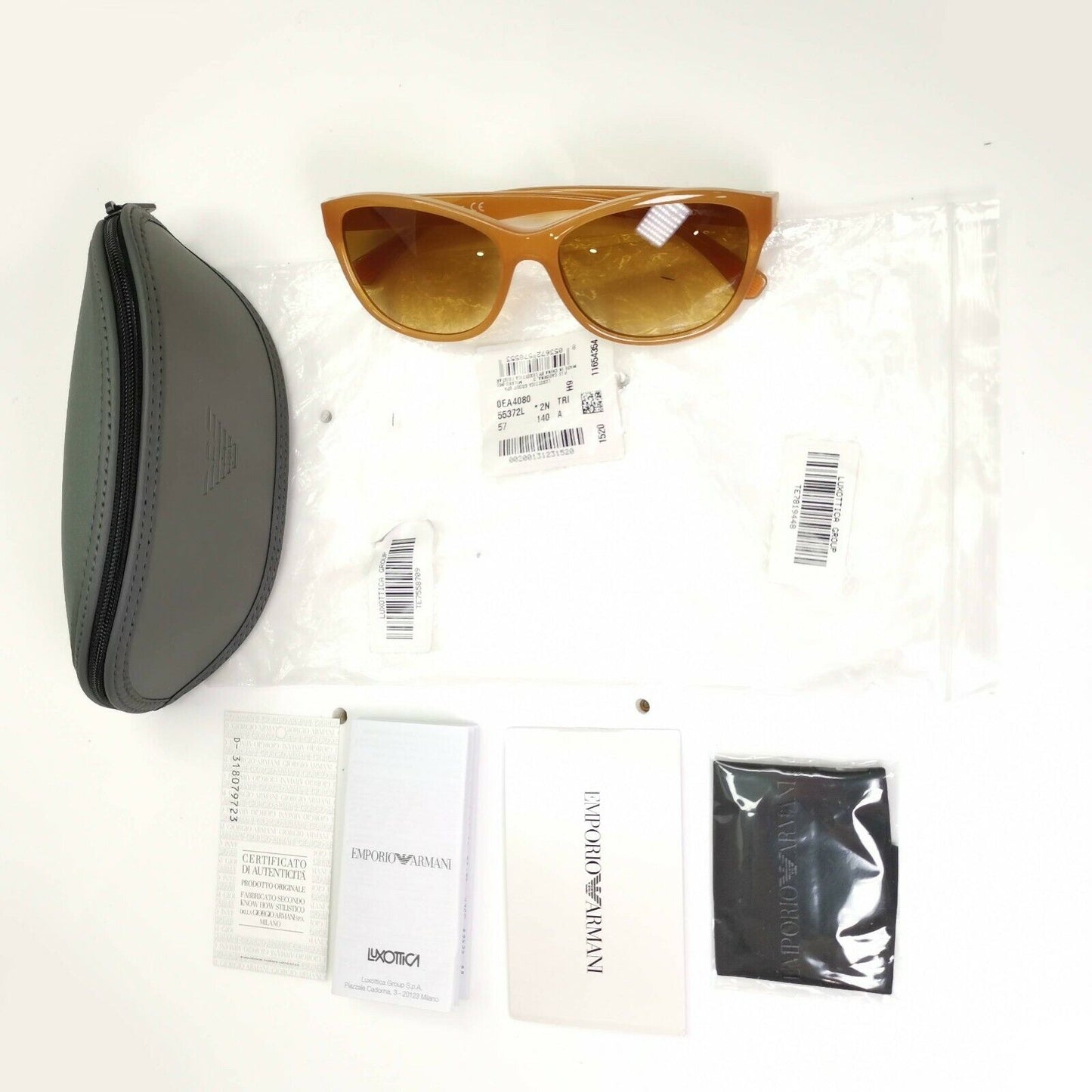 Emporio Armani Brown Honey Ochre Womens Sunglasses Square EA 4080 5537/2L