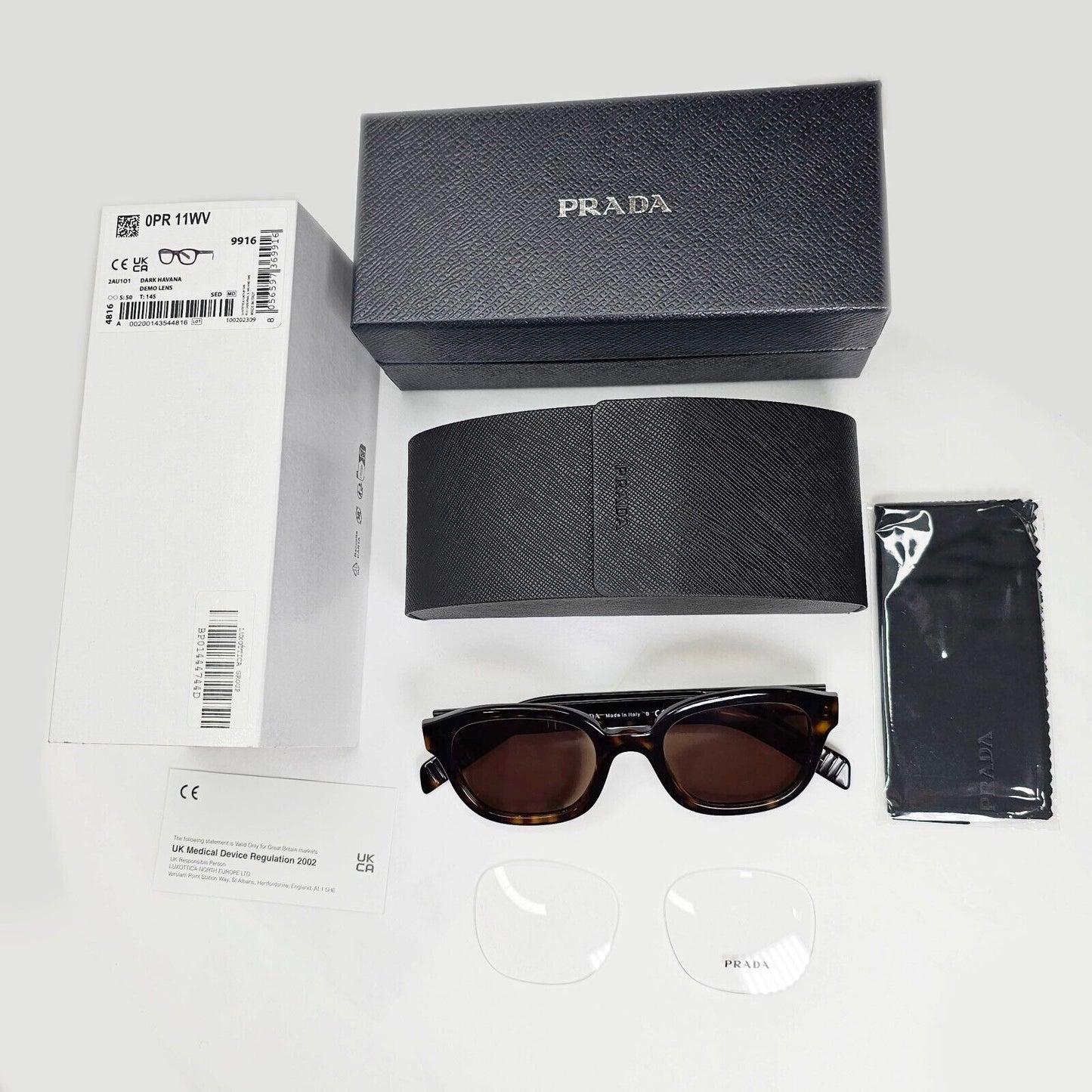 Prada Sunglasses Brown Tortoiseshell Thick Rims PR11WV VPR 11W 2AU-1O1 50mm