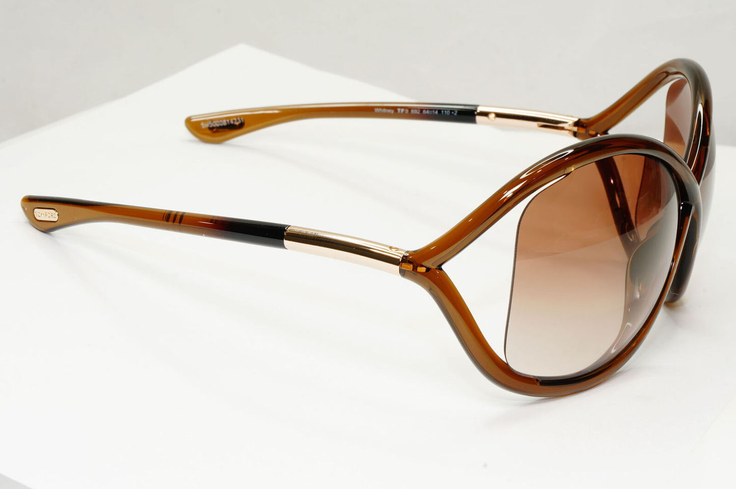 Tom Ford Whitney Sunglasses Brown Gradient Gold Large Wrap TF9 FT0009 692