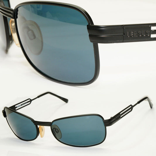 Versus 1996 by Gianni Versace Vintage Black Blue Grey Sunglasses MOD F33 COL 028