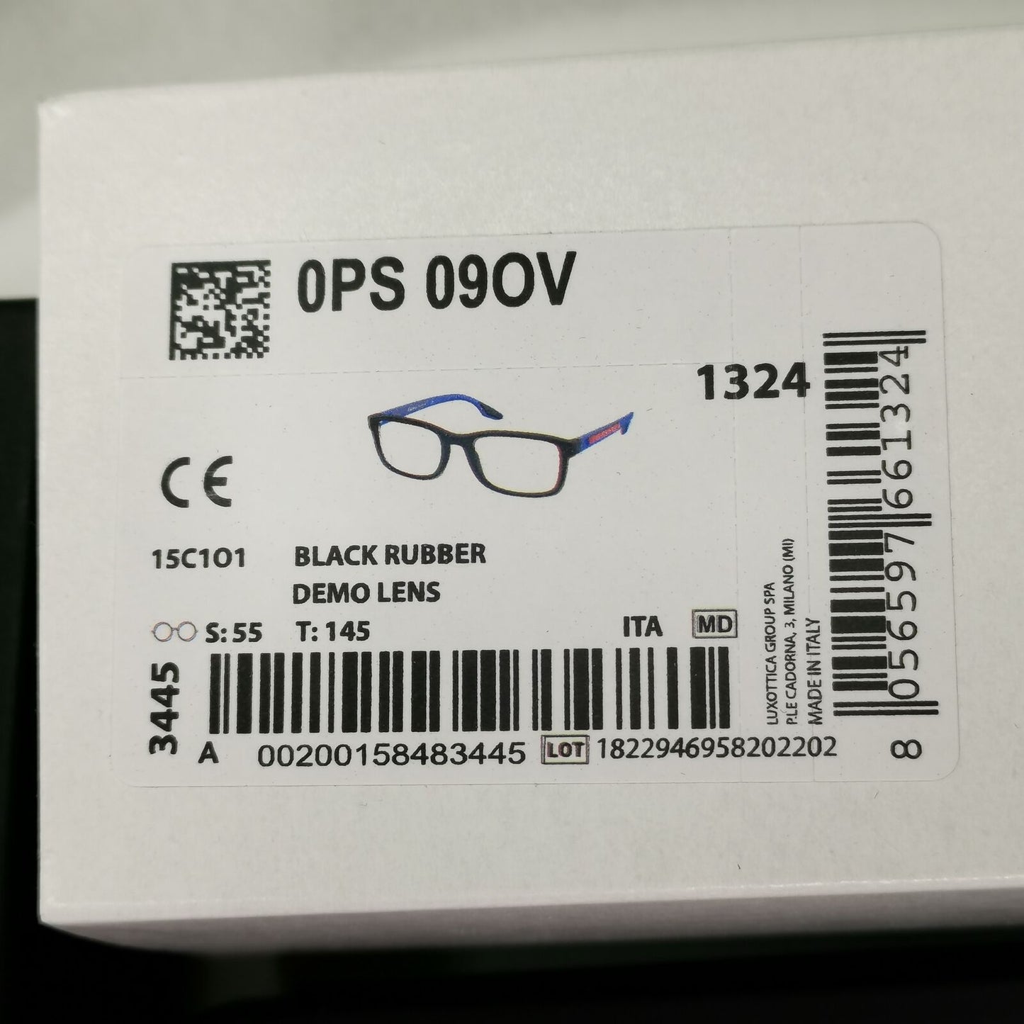Prada Sunglasses Black Blue Square Rectangle PS09OV VPS 09O 15C-1O1 55mm 080623
