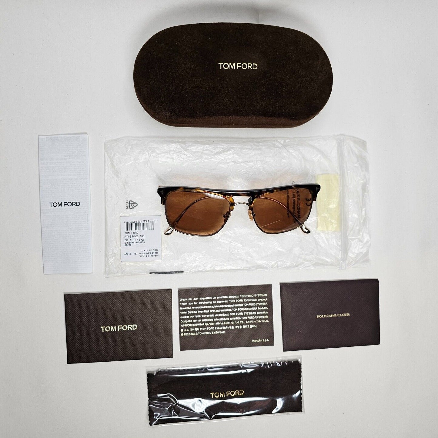 Tom Ford Sunglasses Lee Brown Tortoise Gold Square TF 830 52E FT0830 56mm 270424