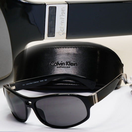 Calvin Klein Sunglasses 2005 Vintage Black Grey Wrap Retro 849S 090 121124